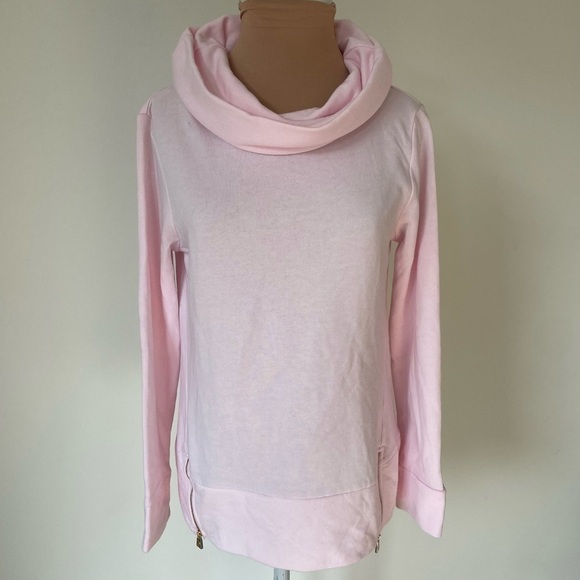 Sail to Sable STS Baby Pink Cotton Blend Cowl Neck Zipper Accent Sweater Size XS - Picture 1 of 8